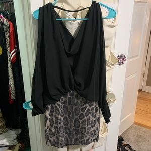 Black and silver print dress
